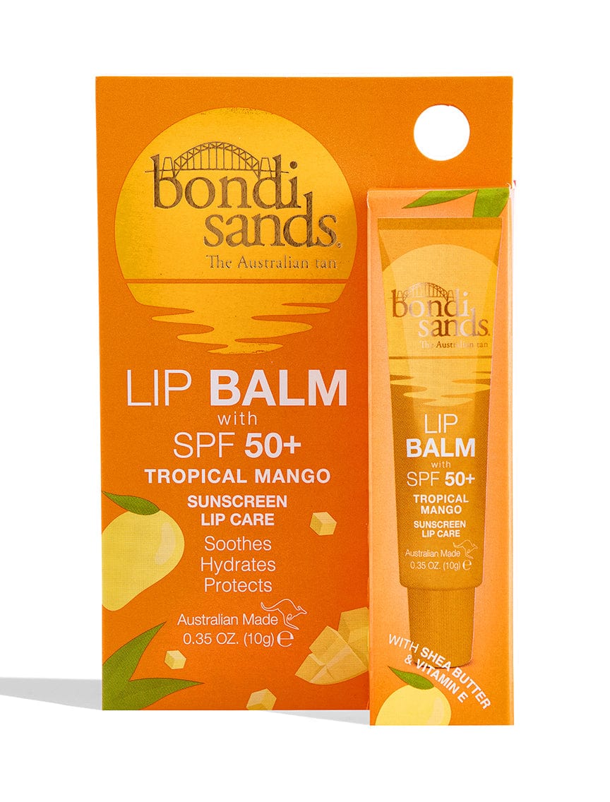 Front of SPF 50+ Lip Balm Tropical Mango Packaging