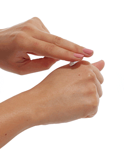 swatch of face glaze hydrating face mask on the back of hand