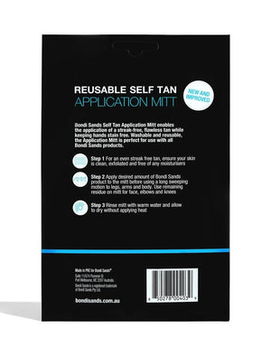Back of packaging Self Tan Application Mitt
